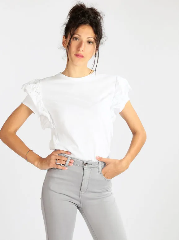 Daystar Camiseta de mujer con volantes en las mangas