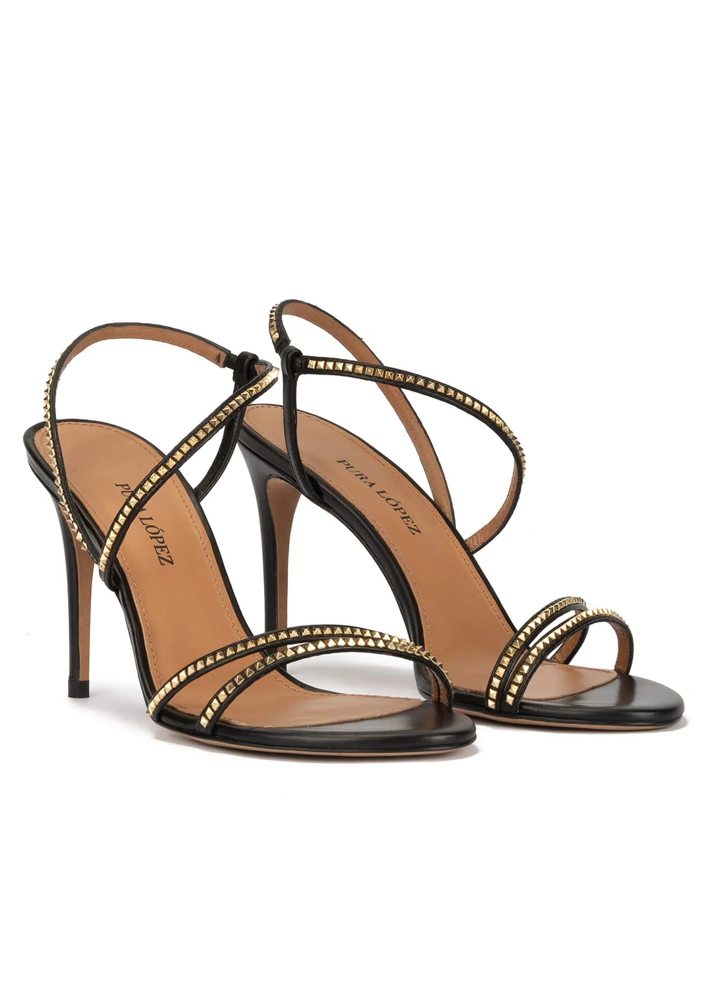 sandalias negras tacon